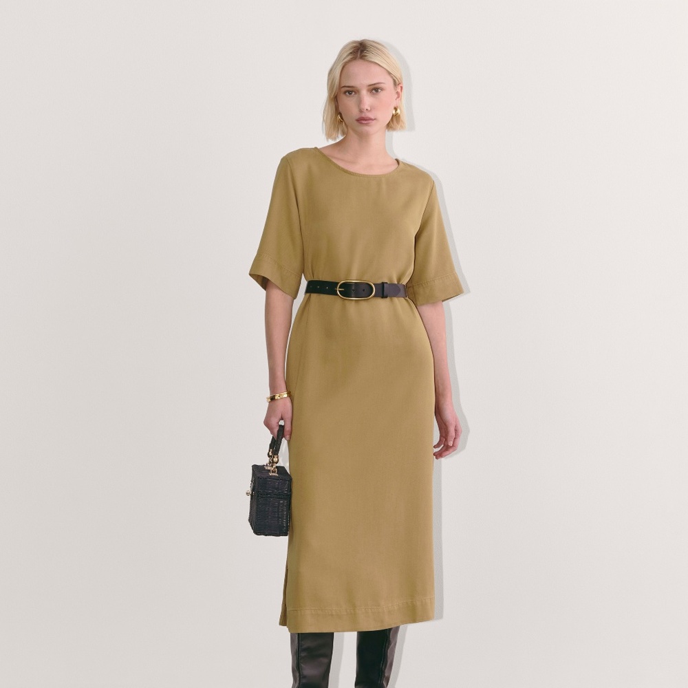 Everlane Women's Relaxed T-Shirt Dress in Buttersoft in Fennel Seed